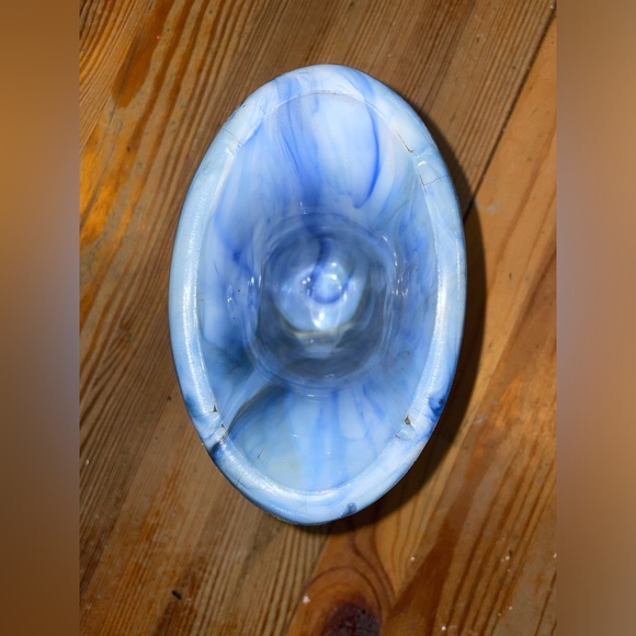 Vintage Blue Marble Glass Vase / Trinket Holder - Picture 3 of 4